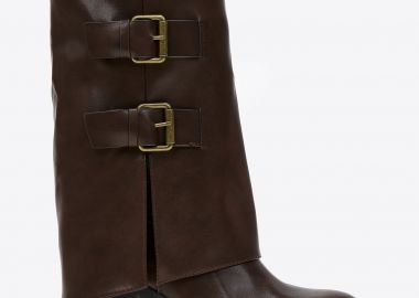 Μπότες με διακοσμητικά ζωνάκια και εφε γκέτας - Καφέ - Issue - 