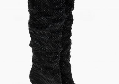 Μπότες με ιδιαίτερο συνδυασμό υλικών - Μαύρο - Issue - 