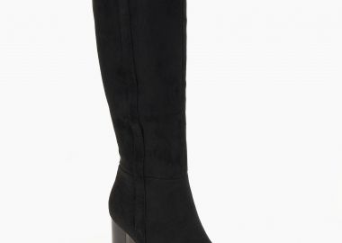 Μπότες με suede υφή και χοντρό τακούνι - Μαύρο - Issue - 