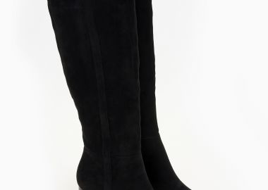 Μπότες με suede υφή και χοντρό τακούνι - Μαύρο - Issue - 