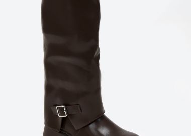 Μπότες με τρακτερωτή σόλα και εφέ γκέτας - Καφέ - Issue - 