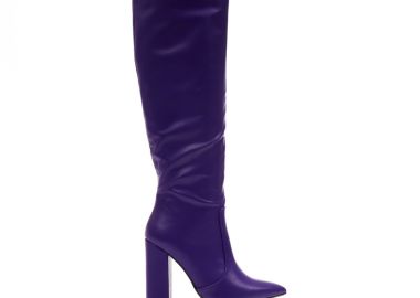 Μπότες μωβ δερματίνη μυτερές ΜΩΒ - Tsoukalas - 