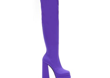 Μπότες μωβ υφασμάτινες δίπατες κάλτσα με φερμουάρ ΜΩΒ - Tsoukalas - 