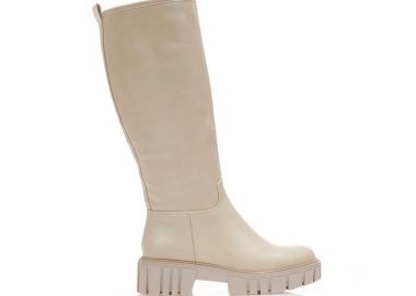 Μπότες μπεζ δερματίνη ΜΠΕΖ - Tsoukalas - 