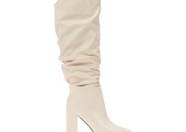 Μπότες μπεζ δερματίνη μυτερές ΜΠΕΖ - Tsoukalas - 