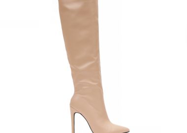 Μπότες μπεζ δερματίνη μυτερές ΜΠΕΖ - Tsoukalas - 