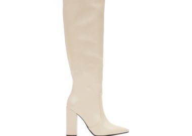 Μπότες μπεζ δερματίνη μυτερές ΜΠΕΖ - Tsoukalas - 