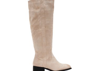 Μπότες μπεζ σουέτ με φερμουάρ ΜΠΕΖ - Tsoukalas - 