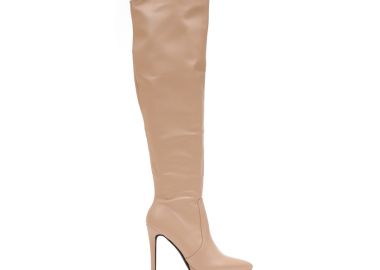 Μπότες nude δερματίνη με φιάπα μυτερές NUDE - Tsoukalas - 