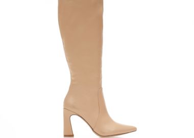Μπότες nude δερματίνη με ιδαίτερο τακούνι μυτερές NUDE - Tsoukalas - 