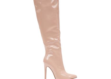 Μπότες nude λουστρίνι μυτερές NUDE - Tsoukalas - 