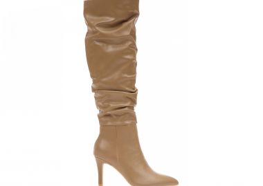 Μπότες πούρο δερματίνη με σούρες μυτερές ΠΟΥΡΟ - Tsoukalas - 