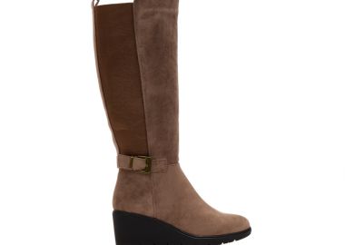 Μπότες πούρο πλατφόρμα σουέτ με λάστιχο και αγκράφα ΠΟΥΡΟ - Tsoukalas - 