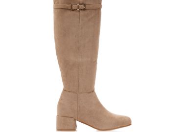 Μπότες πούρο σουέτ με φερμουάρ και διακοσμητικό λουράκι ΠΟΥΡΟ - Tsoukalas - 