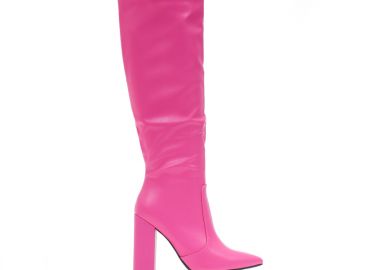 Μπότες ροζ δερματίνη μυτερές ΦΟΥΞΙΑ - Tsoukalas - 