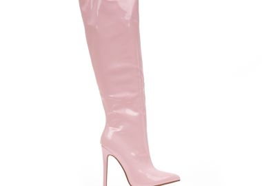 Μπότες ροζ λουστρίνι μυτερές ΡΟΖ - Tsoukalas - 