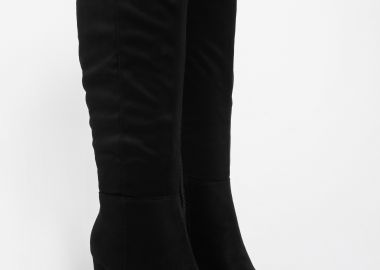 Μπότες suede με χοντρό τακούνι - Μαύρο - Issue - 