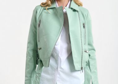 Μπουφάν Biker Με Φερμουάρ Και Ζώνη -  - 