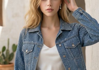 Μπουφάν Cropped Denim Με Στρας -  - 