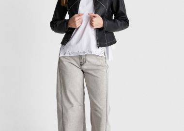 Μπουφάν δερματίνη με εξωτερικές ραφές - 5206179077156 -  - 