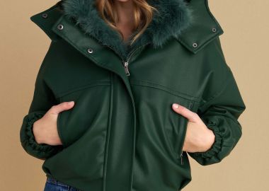 Μπουφάν δερματίνη με γούνα - 5206634994004 -  - 