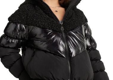 Μπουφάν DKNY Mixed Media Sherpa Puffer P2MCMHVU-BLK Γυναικείο - DKNY - 