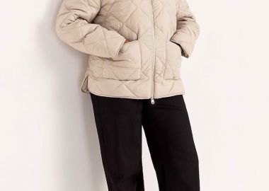 Μπουφάν ελαφρύ plus size καπιτονέ σε μπεζ χρώμα -  - 