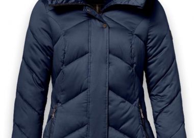 Μπουφάν με μάο γούνινο γιακά σε μπλε σκούρο χρώμα -  - 