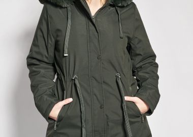 Μπουφάν παρκά με επένδυση γούνας και αποσπώμενη κουκούλα -  - 