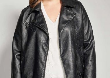 Μπουφάν τύπου biker από δερματίνη -  - 