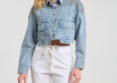 Μπουφάν Τζιν Crop Με Στρας -  - 