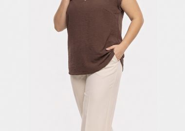 Μπούζα αμάνικη με V Plus Size -  - 