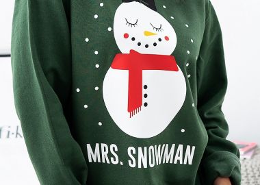 MRS. SNOWMAN GREEN SWEATER - sense-shop - 