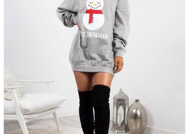 MRS. SNOWMAN GREY LONG SWEATHIRT - sense-shop - 