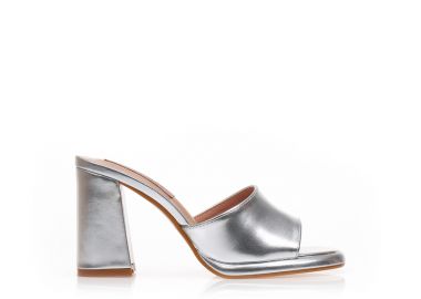 Mules ασημί δερματίνη με φιάπα ΑΣΗΜΙ - Tsoukalas - 