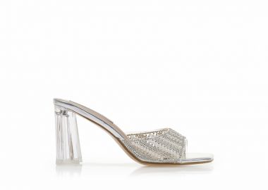 Mules ασημί με διαφάνεια και στρας ΑΣΗΜΙ - Tsoukalas - 