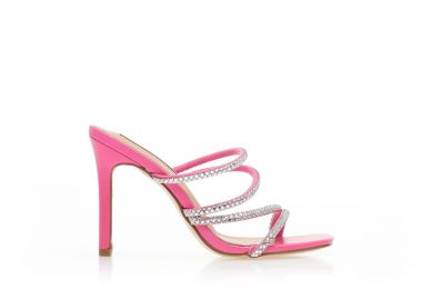 Mules φούξια δερματίνη με πολλαπλά λουράκια από στρας ΦΟΥΞΙΑ - Tsoukalas - 