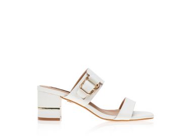 Mules λευκά δερματίνη με animal print και χρυσές λεπτομέρειες ΛΕΥΚΟ - Tsoukalas - 