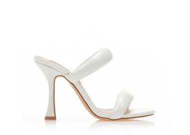 Mules λευκά δερματίνη με διπλή φάσα και ιδιαίτερο τακούνι ΛΕΥΚΟ - Tsoukalas - 