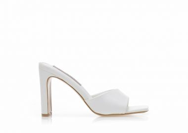 Mules λευκά δερματίνη με ιδιαίτερο τακούνι ΛΕΥΚΟ - Tsoukalas - 