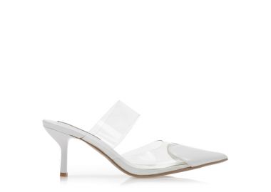 Mules λευκά λουστρίνι με διαφάνεια και σχέδιο καρδιά ΛΕΥΚΟ - Tsoukalas - 