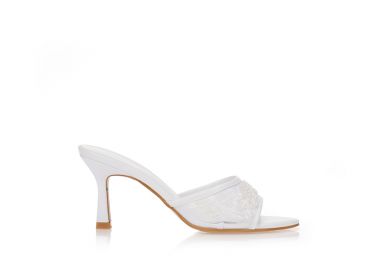 Mules λευκά με διατρητή φασά και πέρλες ΛΕΥΚΟ - Tsoukalas - 