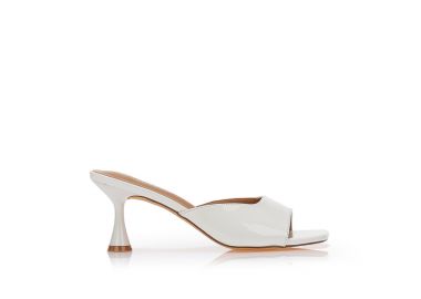 Mules λευκά με ιδιαίτερο τακούνι ΛΕΥΚΟ - Tsoukalas - 