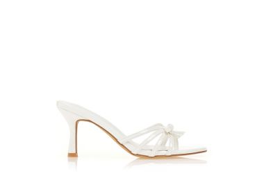 Mules λευκά πέδιλα με φιογκάκι ΛΕΥΚΟ - Tsoukalas - 