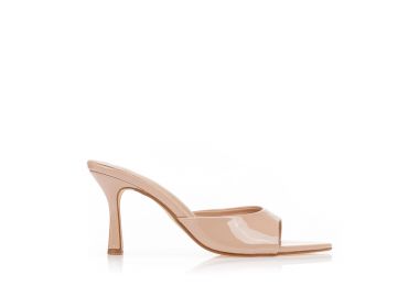 Mules λουστρίνι με μυτερό τελείωμα NUDE - Tsoukalas - 