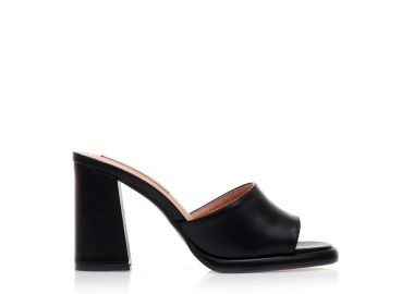 Mules μαύρα δερματίνη με φιάπα ΜΑΥΡΟ - Tsoukalas - 