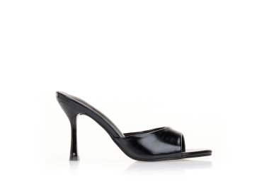 Mules μαύρα με λεπτό τακούνι ΜΑΥΡΟ - Tsoukalas - 