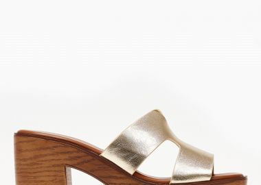 Mules με χοντρό τακούνι - Χρυσό - Issue - 