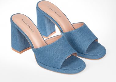 Mules με χοντρό τακούνι - Τζιν - Issue - 