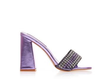 Mules μωβ δερματίνη με φάσα από στρας ΜΩΒ - Tsoukalas - 